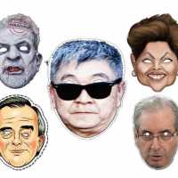 Máscaras do Japonês da PF, Dilma, Lula, Cerveró e Outros Para o Carnaval